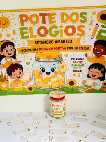 Pote dos Elogios Setembro Amarelo | Painel Escolar PDF — amostra 4: Kit Pote dos Elogios em PDF para o Setembro Amarelo