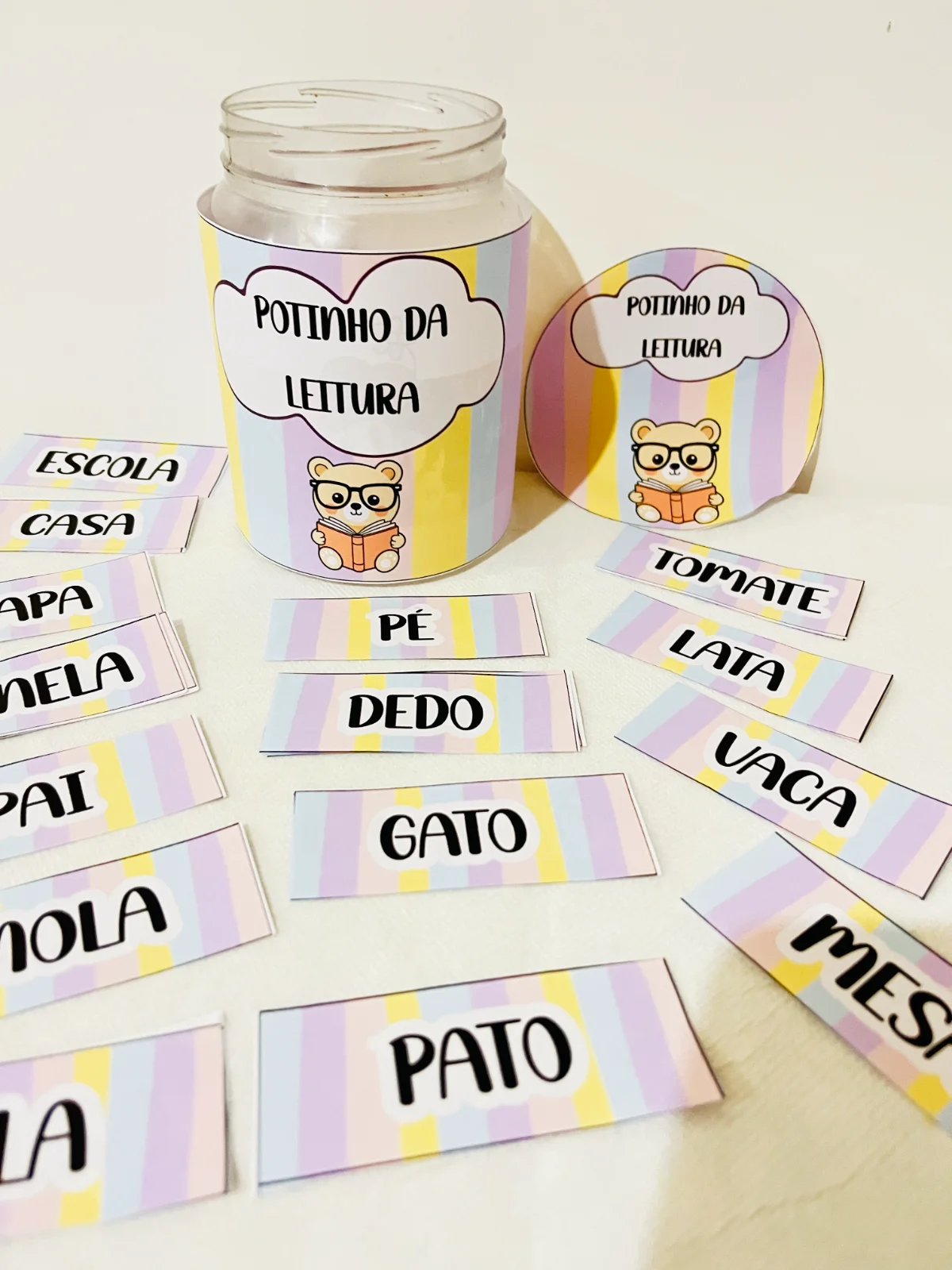 Potinho da Leitura Divertida – PDF para Imprimir | Alfabetização — amostra 1: O que vem no material