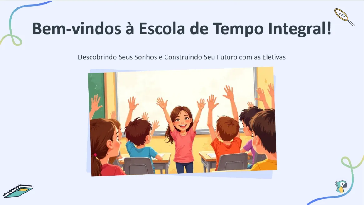 power point sobre o programa PEI — Atividades para Todas as séries: slides para apresentação do programa de ensino integral