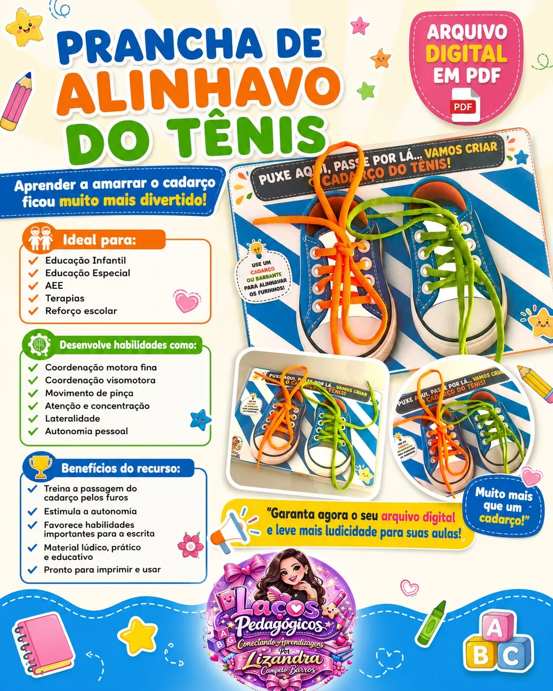 👟 Prancha de Alinhavo Do Tênis — Jogos pedagógicos para Educação Infantil: PRANCHA DE ALINHAVO DO TÊNIS Aprender a amarrar…