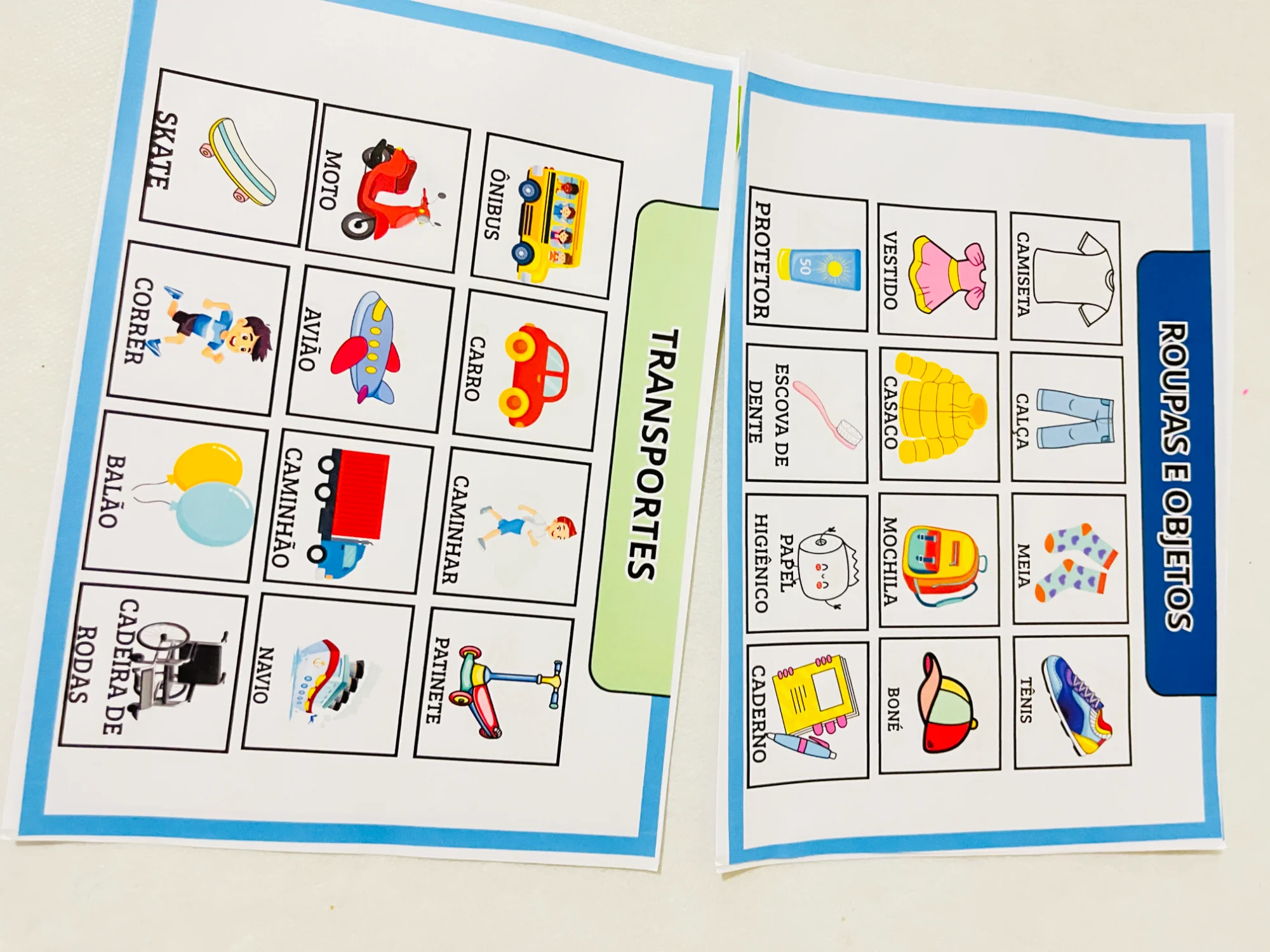 Prancha de comunicação alternativa autismo — amostra 3: Prancha de comunicação alternativa com símbolos visuais coloridos…