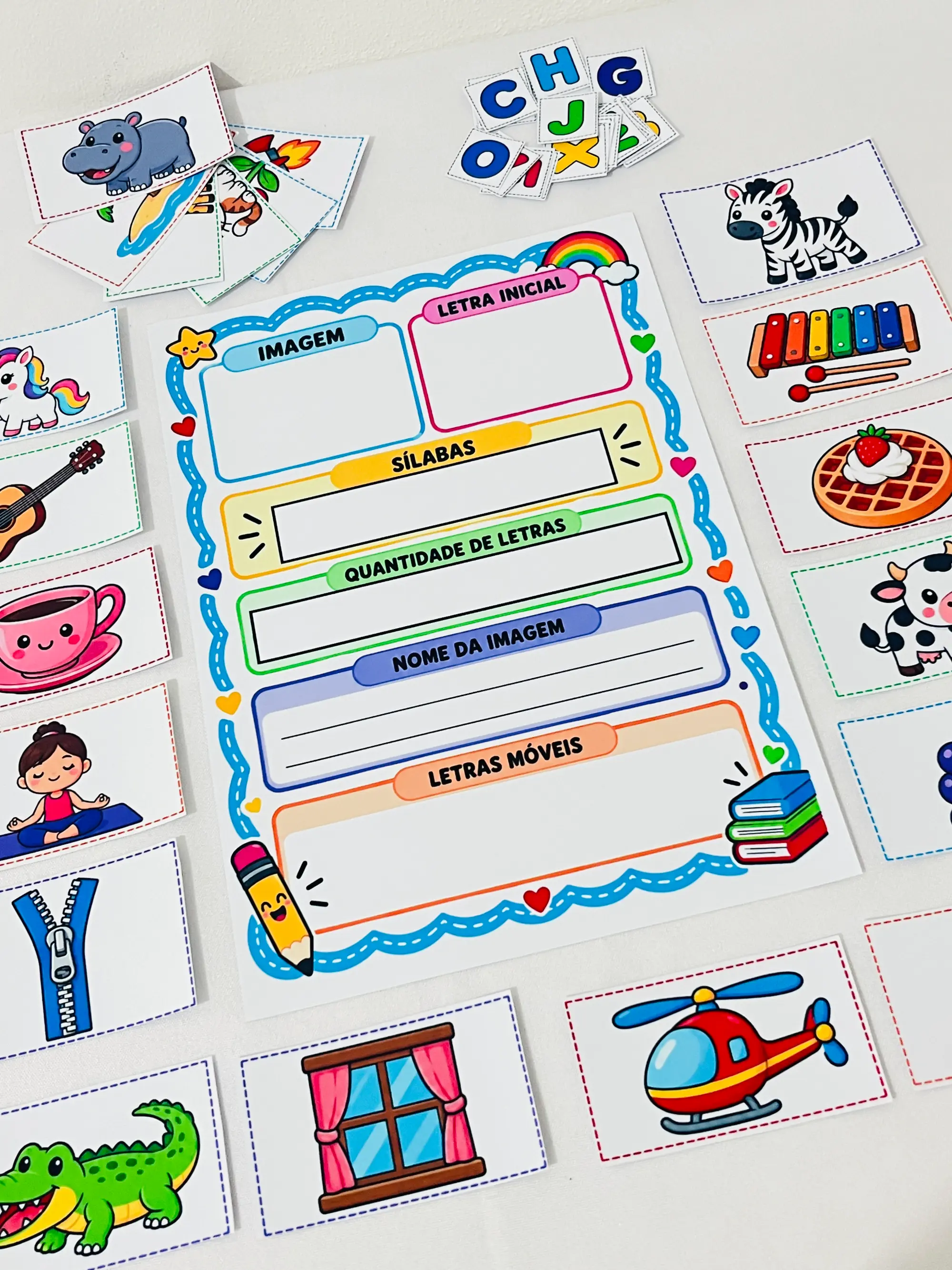 Prancha de Palavras para Alfabetização – 50 Figuras e Letras Móveis — amostra 2: Propostas para utilizar em sala de aula