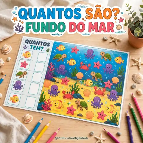 Prancha Quantos são? Fundo do Mar: Alfabetização — capa do material