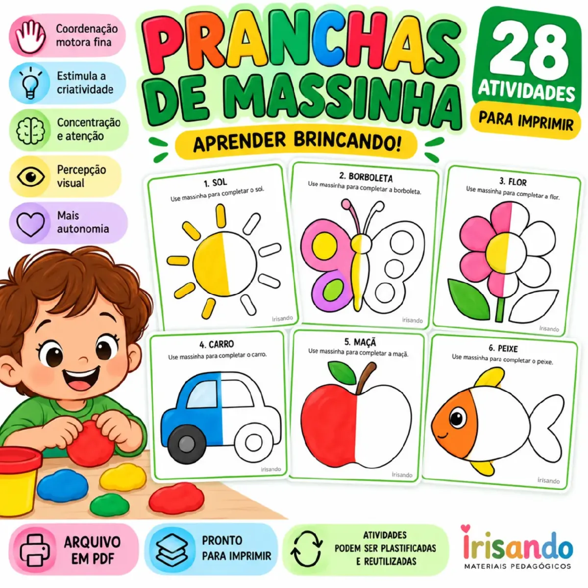 Pranchas de Massinha – 28 Atividades Educativas | Irisando — Ciências para Educação Infantil: Um material lúdico e…