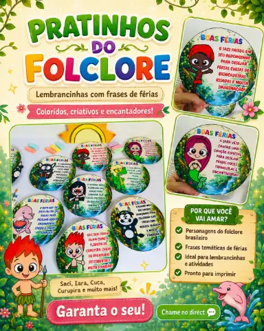 Pratinhos do Folclore Boas Férias | Lembrancinha PDF — capa do material
