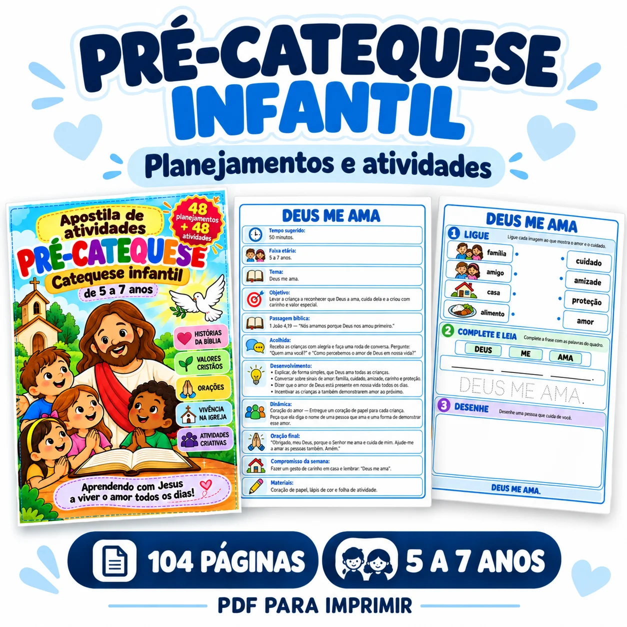 Atividades de Catequese Infantil para Imprimir – Planejamentos em PDF — capa do material