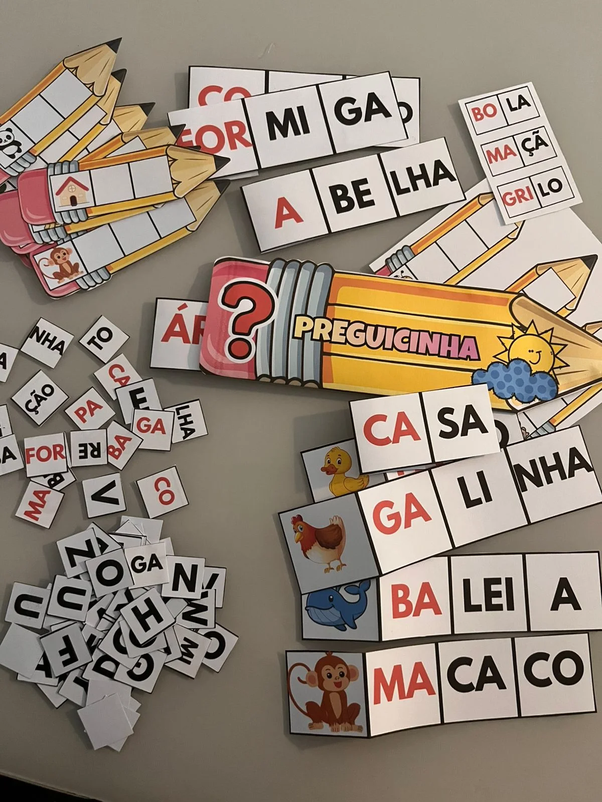 Preguicinha de Alfabetização – Leitura de Palavras — amostra 2: Atividade de alfabetização com palavras segmentadas para…