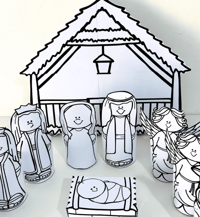 Presépio 3D para colorir: PDF com tutorial de montagem — capa do material