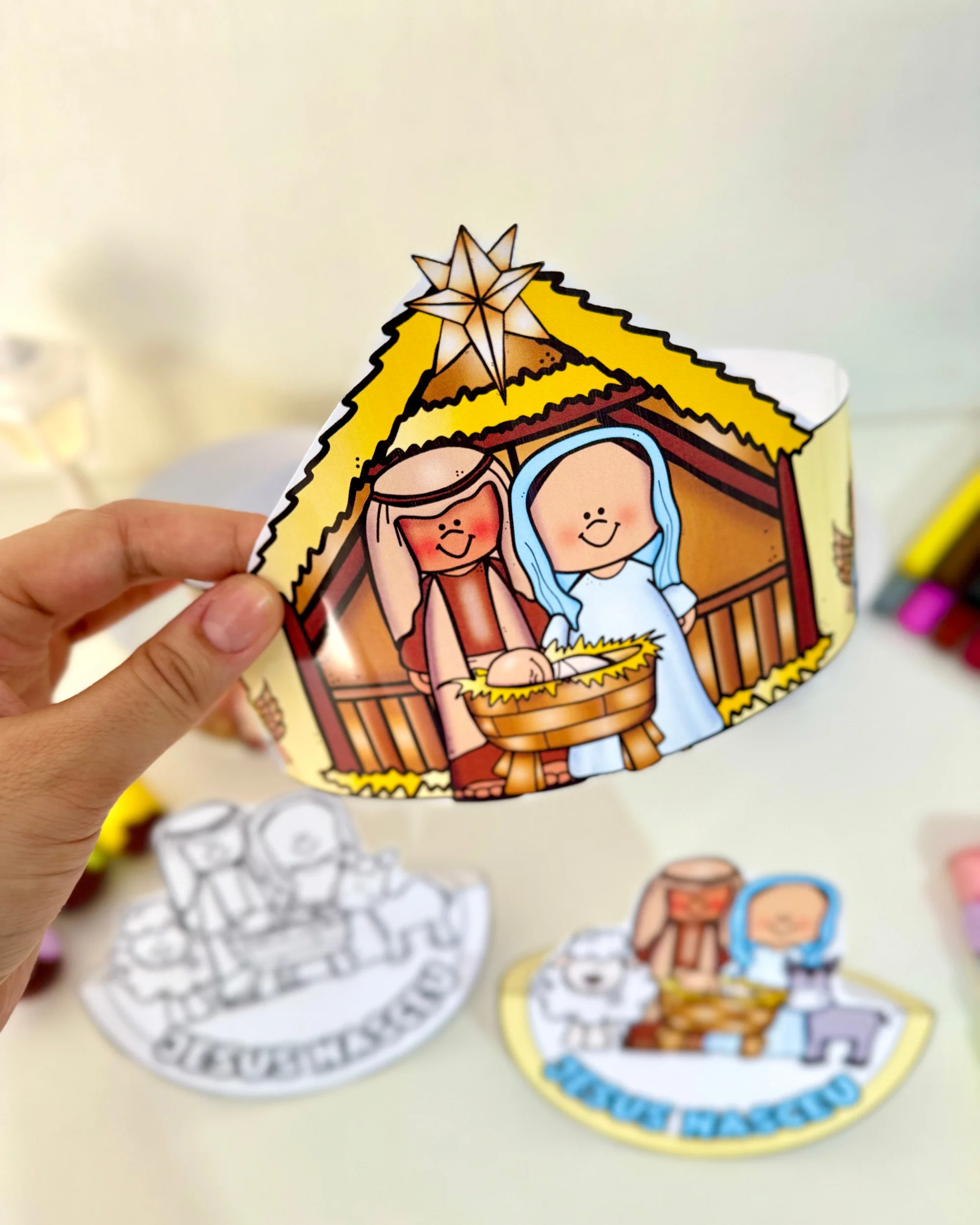 Presépio Dançante e Coroa de Natal para Educação Infantil — amostra 2: Recurso de Natal com presépio dançante e coroa…