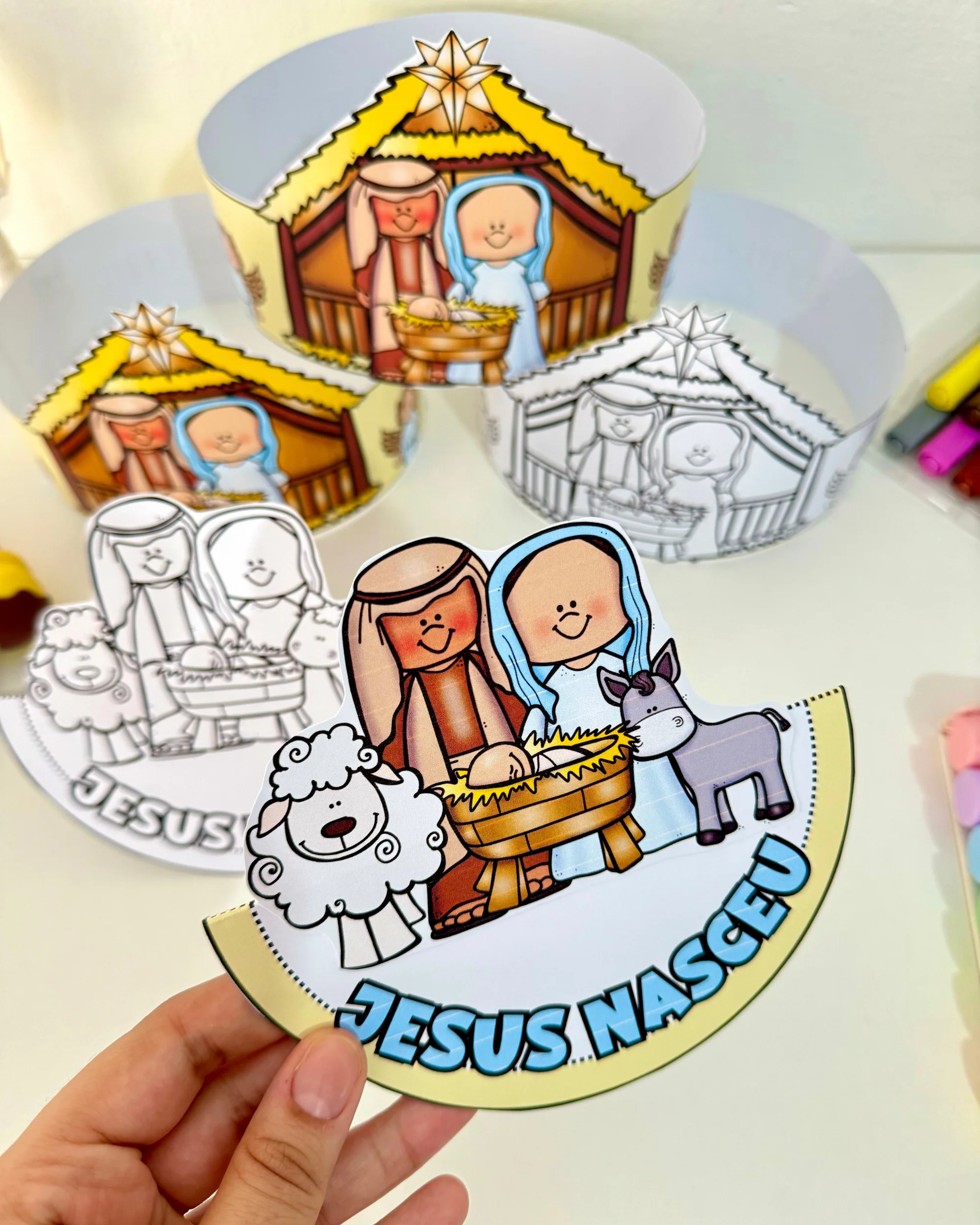 Presépio Dançante e Coroa de Natal para Educação Infantil — amostra 5: Recurso de Natal com presépio dançante e coroa…