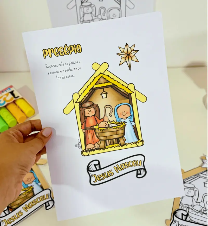 Presépio de Palitos: Atividade de Natal em PDF para Imprimir — amostra 3: Como usar em sala de aula