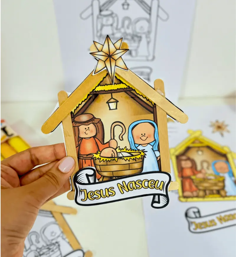 Presépio de Palitos: Atividade de Natal em PDF para Imprimir — capa do material