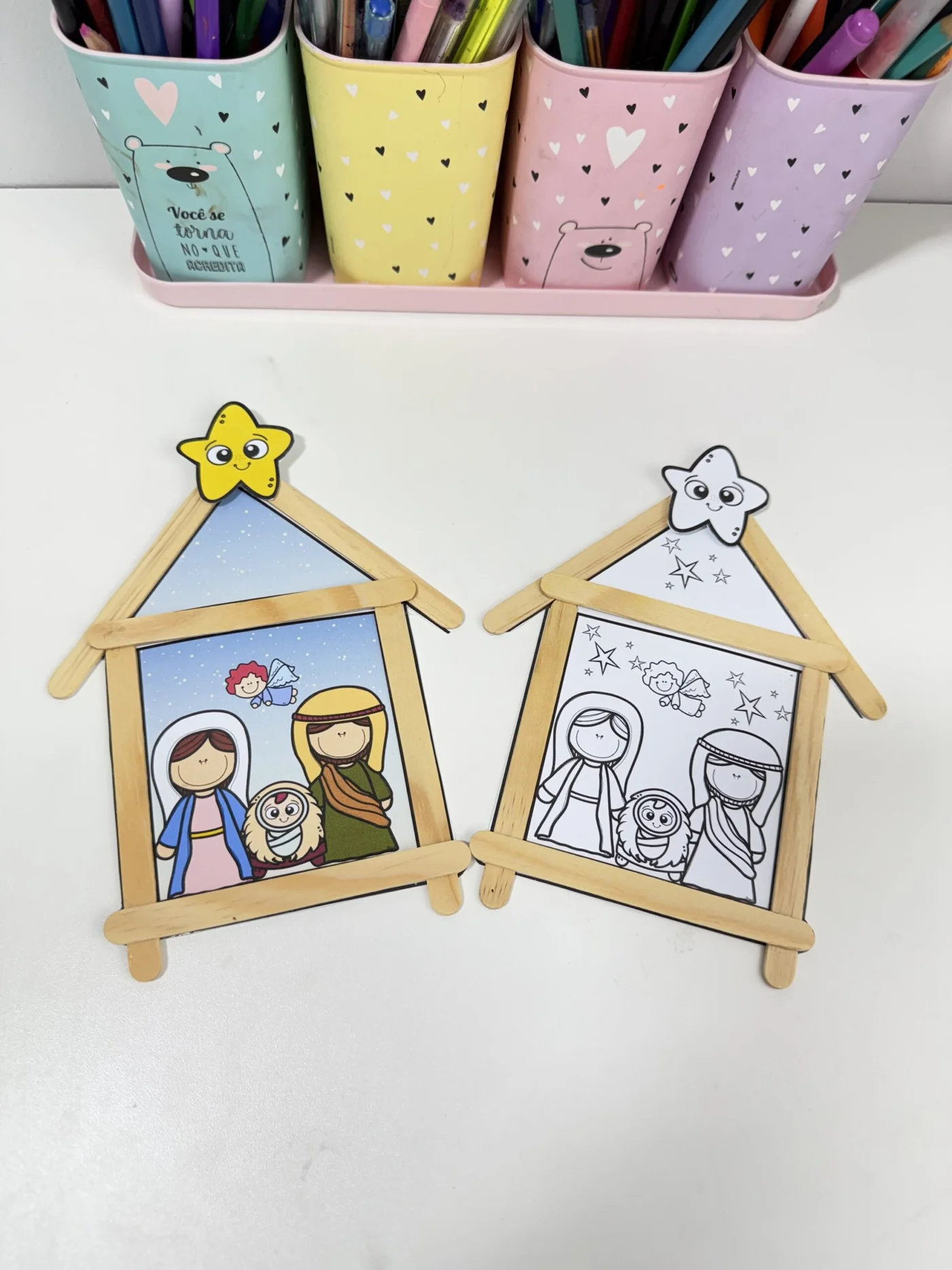 Presépio de palitos — amostra 1: 📥 PDF Presépio de Palitos 🎨 Colorido e para colorir 🖨 Pronto para imprimir 👶 Ideal…