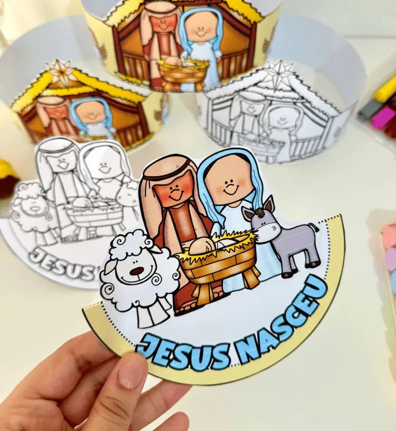 Presépio para imprimir: Presépio Dançante e Coroa de Natal — amostra 1: Presépio para imprimir e trabalhar o Natal