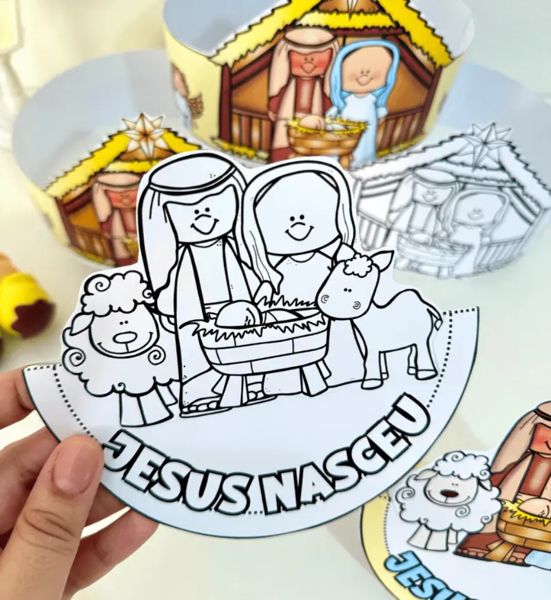 Presépio para imprimir: Presépio Dançante e Coroa de Natal — amostra 2: O que vem no material