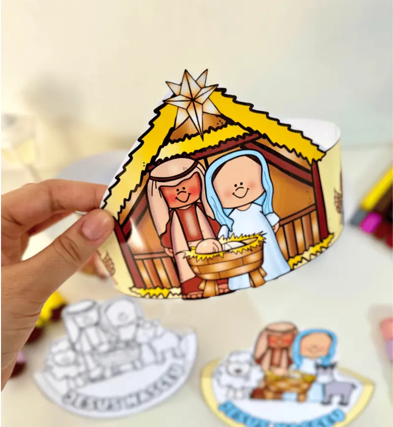 Presépio para imprimir: Presépio Dançante e Coroa de Natal — amostra 3: Como usar em sala de aula