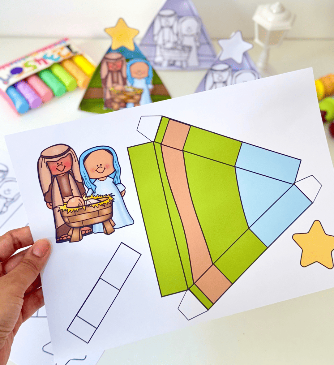 Presépio Tridimensional em PDF para Atividades de Natal — amostra 2: O que acompanha o material