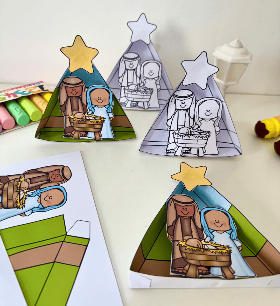 Presépio Tridimensional em PDF para Atividades de Natal — amostra 3: Como usar em sala de aula
