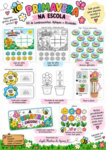 Primavera na escola: Kit de Lembrancinhas, Apliques e Atividades — capa do material