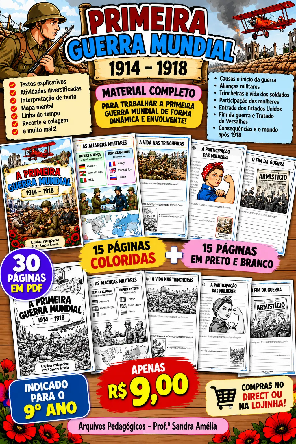 📚🌍 PRIMEIRA GUERRA MUNDIAL – 9 ° ano- História — capa do material