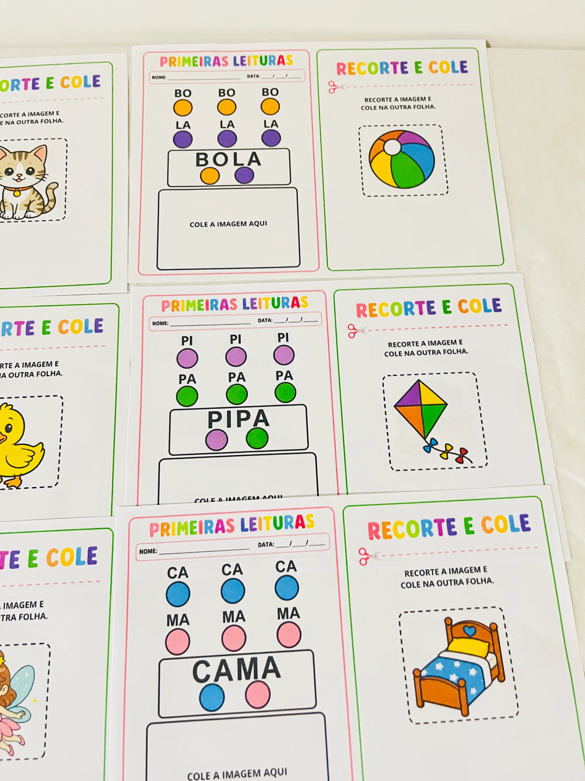 Primeiras Leituras Atividades Alfabetização com Sílabas Recorte e Cole — Alfabetização para Educação Infantil: Material…