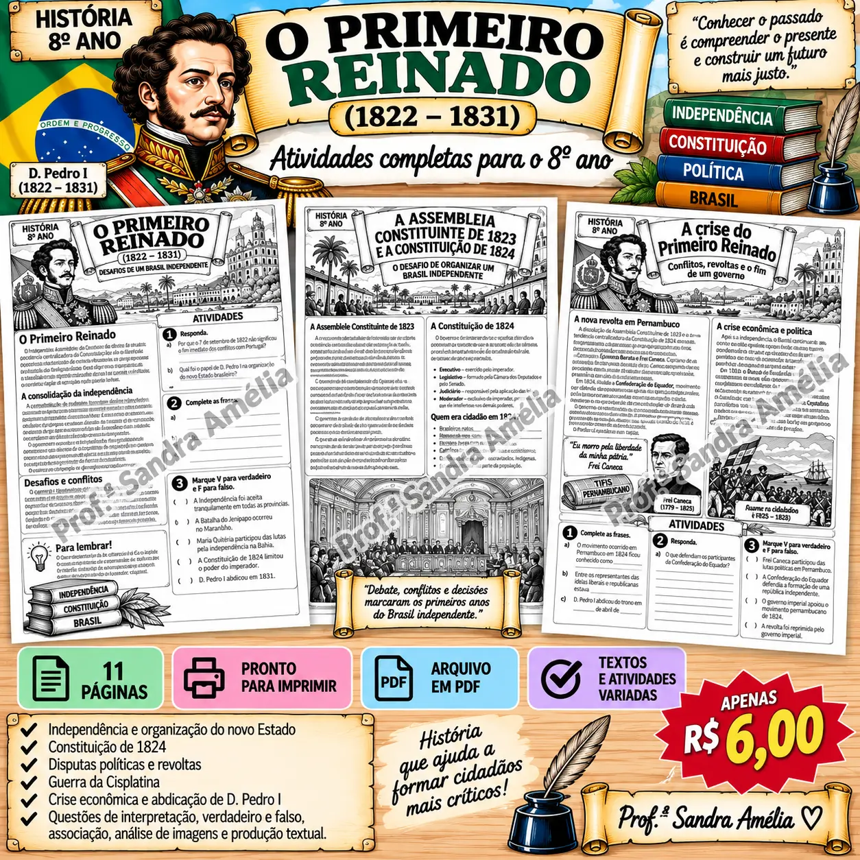 Primeiro Reinado – Atividades para Imprimir — capa do material