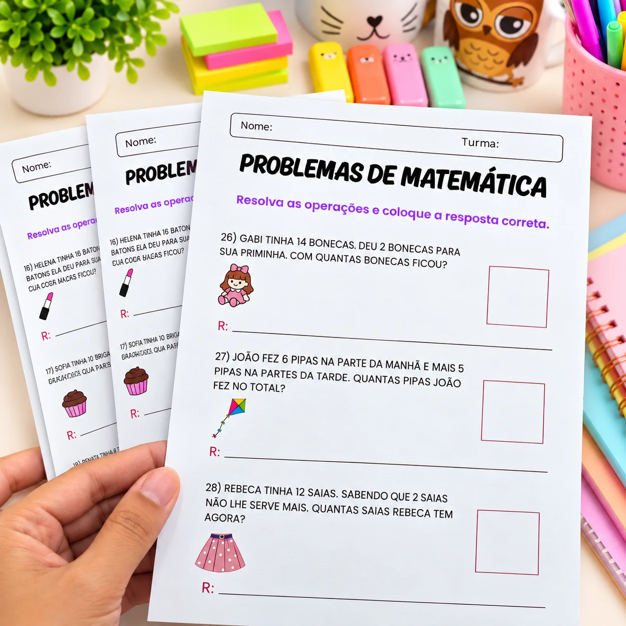 Problemas de Matemática – 2º ano - Adição e Subtração — amostra 2: Apostila com 150 probleminhas de adição e subtração para…