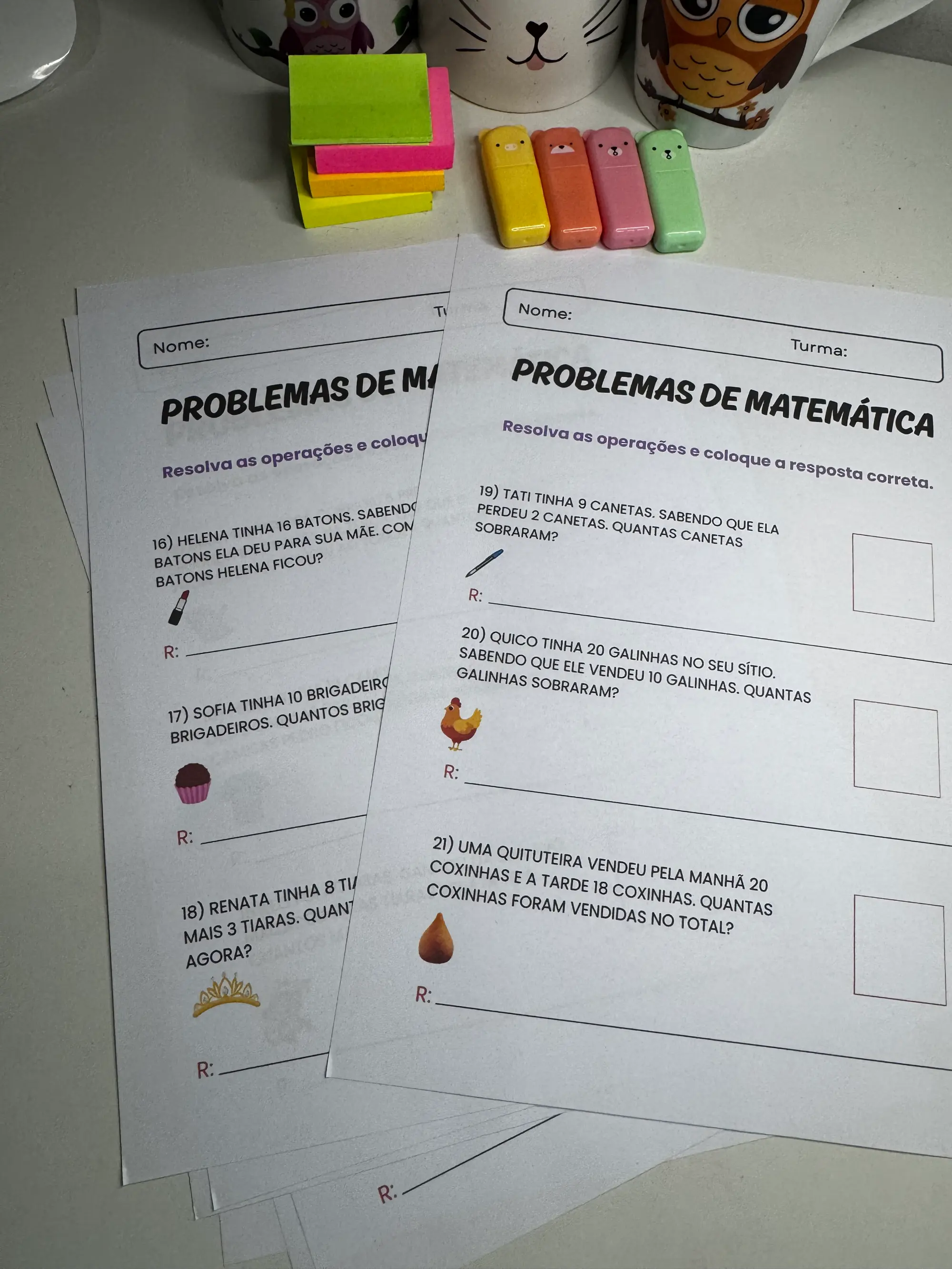 Problemas de Matemática 2º Ano — amostra 3: Atividades de problemas de matemática para o 2º ano, com situações de adição e…