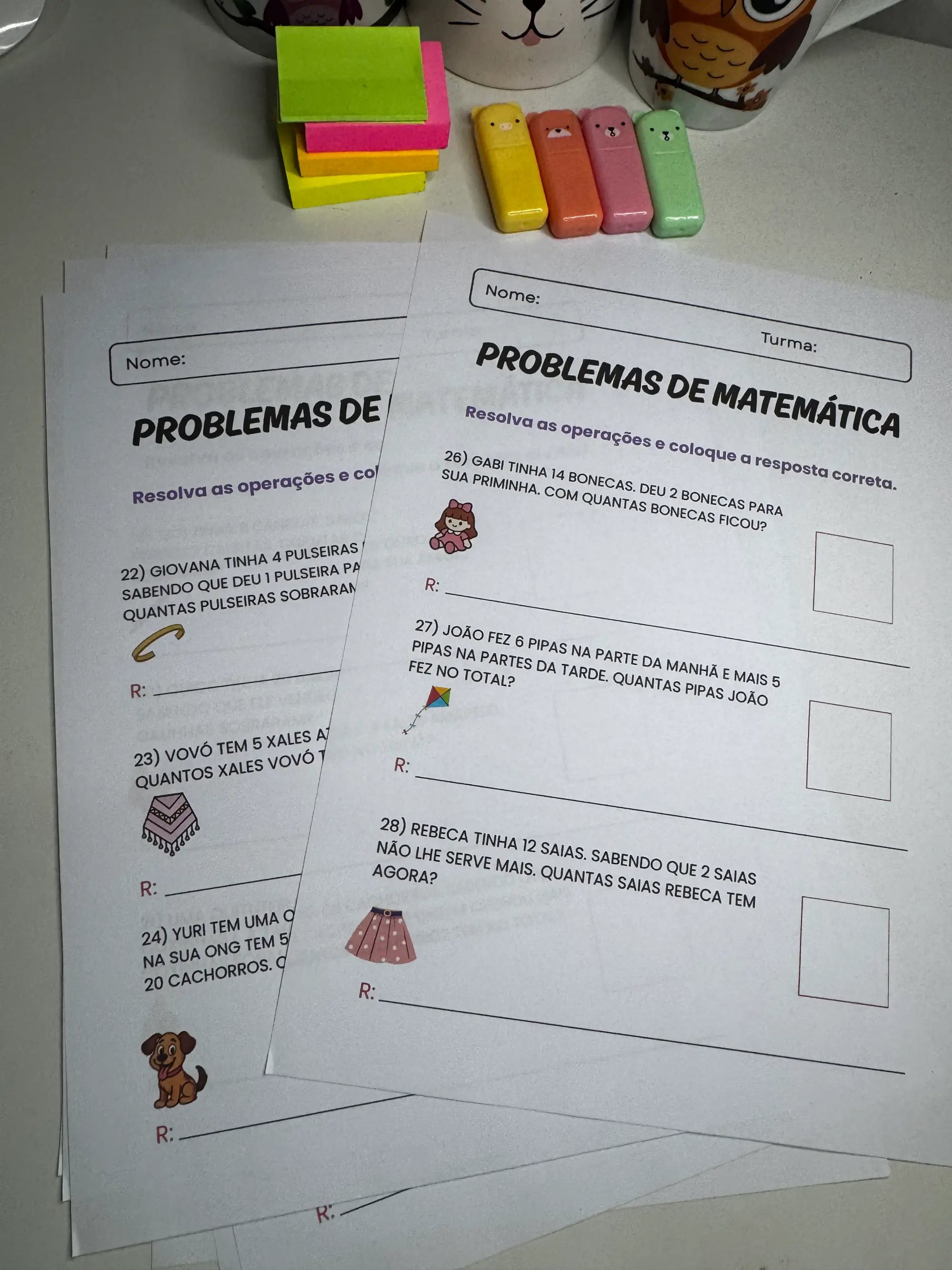 Problemas de Matemática 2º Ano — Matemática para 2º ano: Atividades de problemas de matemática para o 2º ano, com situações…