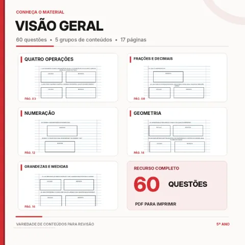Problemas Matemáticos 5º Ano – Apostila com 60 Questões em PDF — amostra 5: Apostila de Problemas Matemáticos 5º Ano em PDF…