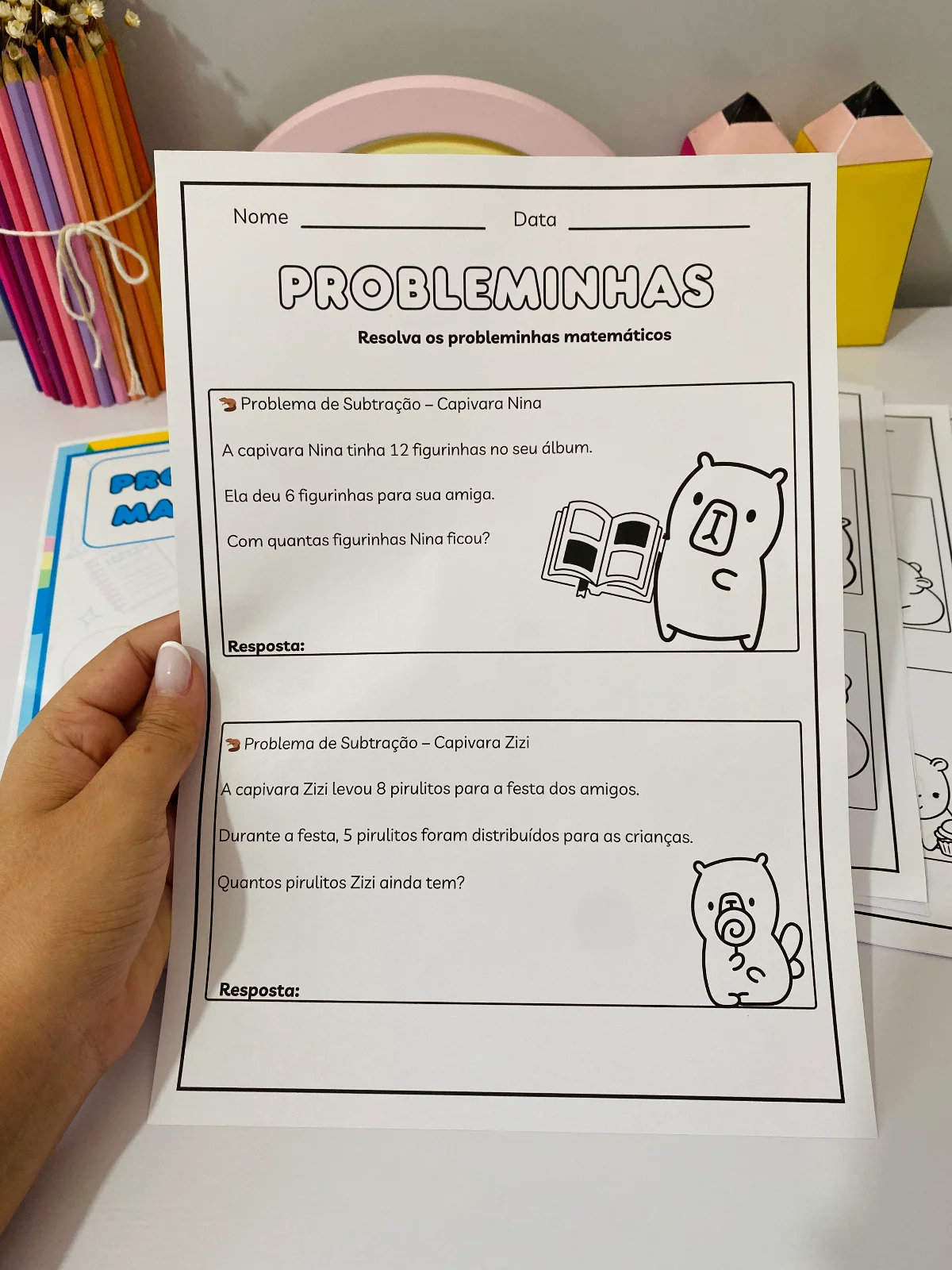 Probleminhas Matemáticos com Capivaras – Ensino Fundamental 1 — amostra 4: Um arquivo super divertido com 14 páginas… Probleminhas Matemáticos com Capivaras – Ensino Fundamental 1 — amostra 4: Um arquivo super divertido com 14 páginas…
