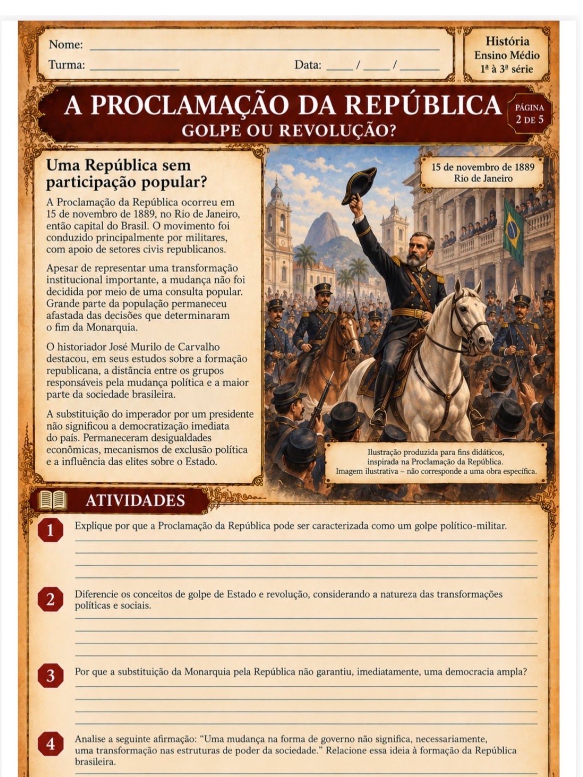 Proclamação da República – 5 Atividades Ensino Médio PDF — amostra 2: © Todos os direitos reservados. Proibida a reprodução…