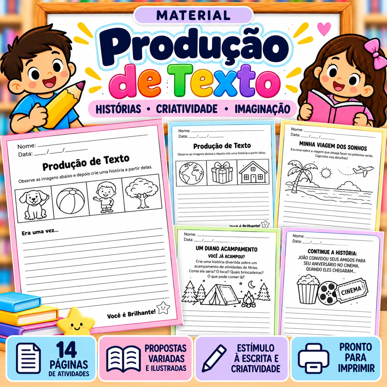 Produção de Texto | 14 Propostas de Escrita | 2º ao 5º Ano — Português para 5º ano: 14 propostas de produção textual com…