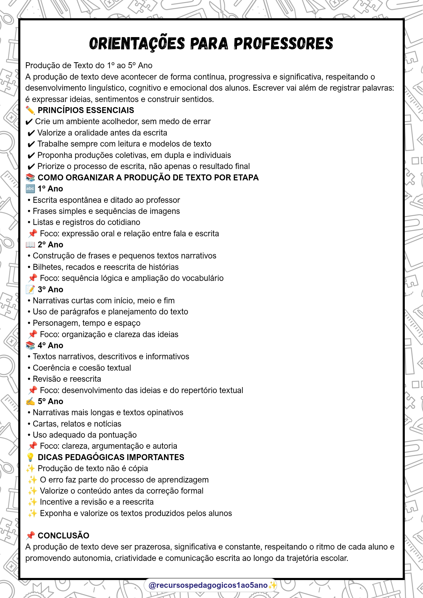 Produção de Texto Orientações Anos Iniciais – Material Pedagógico — amostra 2: 🎨 Recursos Visuais que Facilitam a…