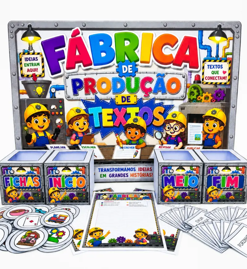 Produção de textos: fábrica de histórias em PDF para imprimir — capa do material