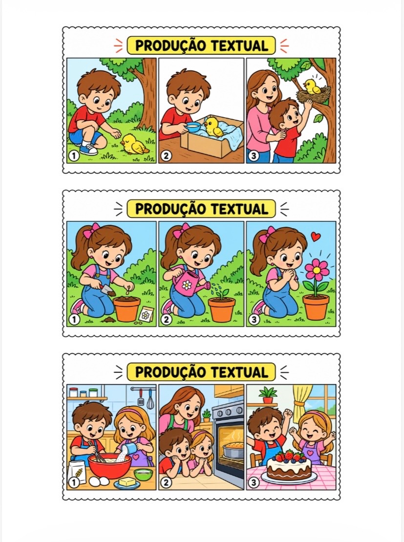 Produção Textual com Sequências de Imagens | Alfabetização — amostra 1: Material lúdico com 30 sequências ilustradas para…