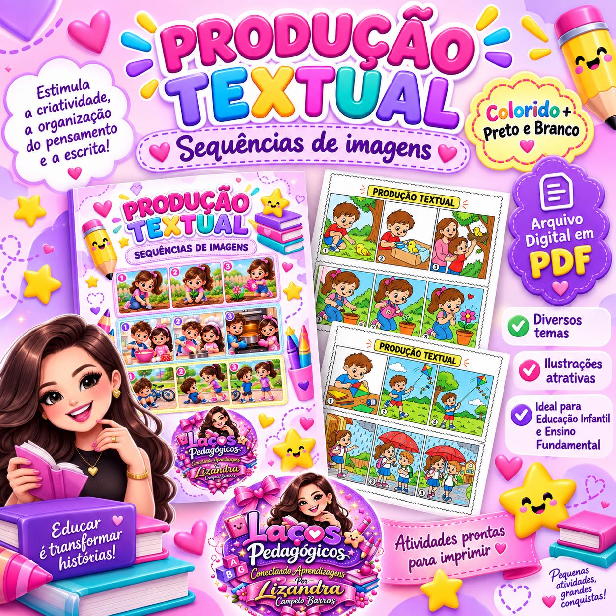 Produção Textual com Sequências de Imagens | Alfabetização — Alfabetização para Todas as séries: Material lúdico com 30…