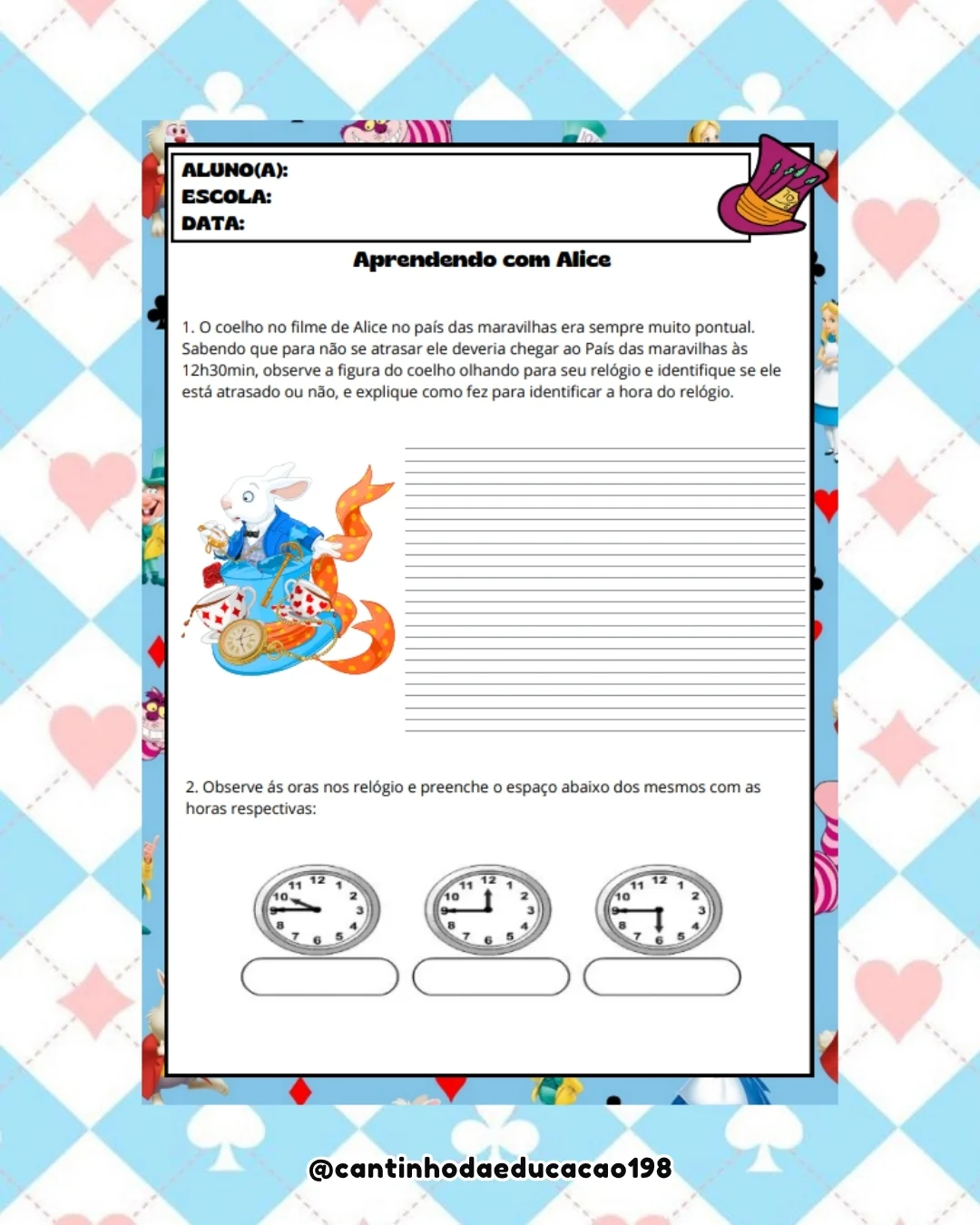 PROJETO ALICE NO PAÍS DAS MARAVILHAS – PDF para Imprimir — amostra 1: O que vem no material PROJETO ALICE NO PAÍS DAS MARAVILHAS – PDF para Imprimir — amostra 1: O que vem no material