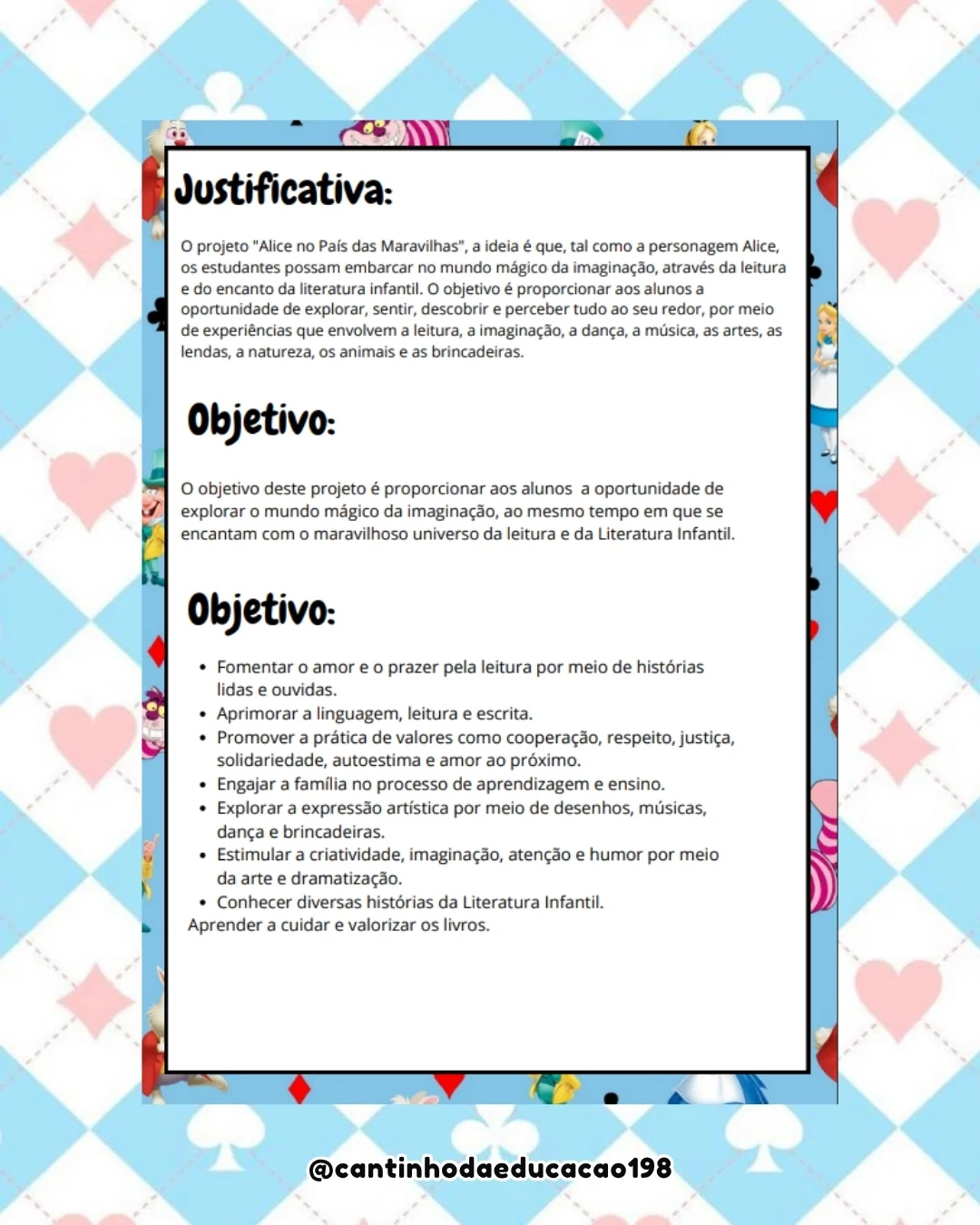 PROJETO ALICE NO PAÍS DAS MARAVILHAS – PDF para Imprimir — amostra 5: Um material encantador e completo para trabalhar… PROJETO ALICE NO PAÍS DAS MARAVILHAS – PDF para Imprimir — amostra 5: Um material encantador e completo para trabalhar…