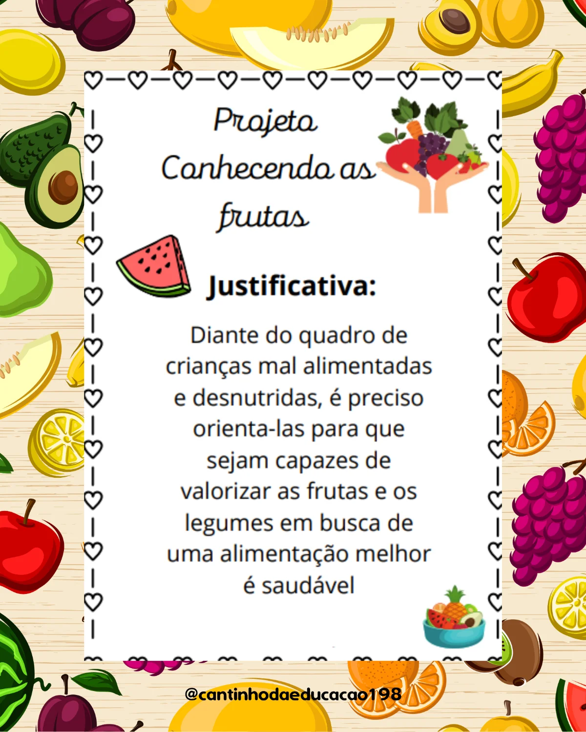 PROJETO ALIMENTAÇÃO – CONHECENDO AS FRUTAS — amostra 2: Sobre o PROJETO ALIMENTAÇÃO – CONHECENDO AS FRUTAS