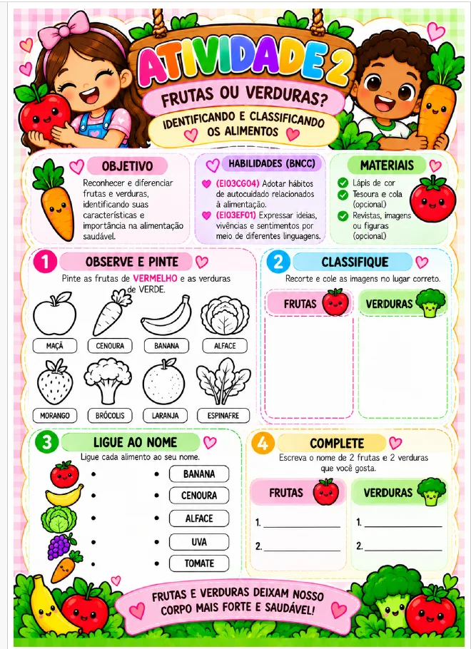 🍎🥦 PROJETO ALIMENTAÇÃO SAUDÁVEL 🥕🍓INFANTIL E ANOS INICIAIS — amostra 4: Ideal para professores da Educação Infantil e…