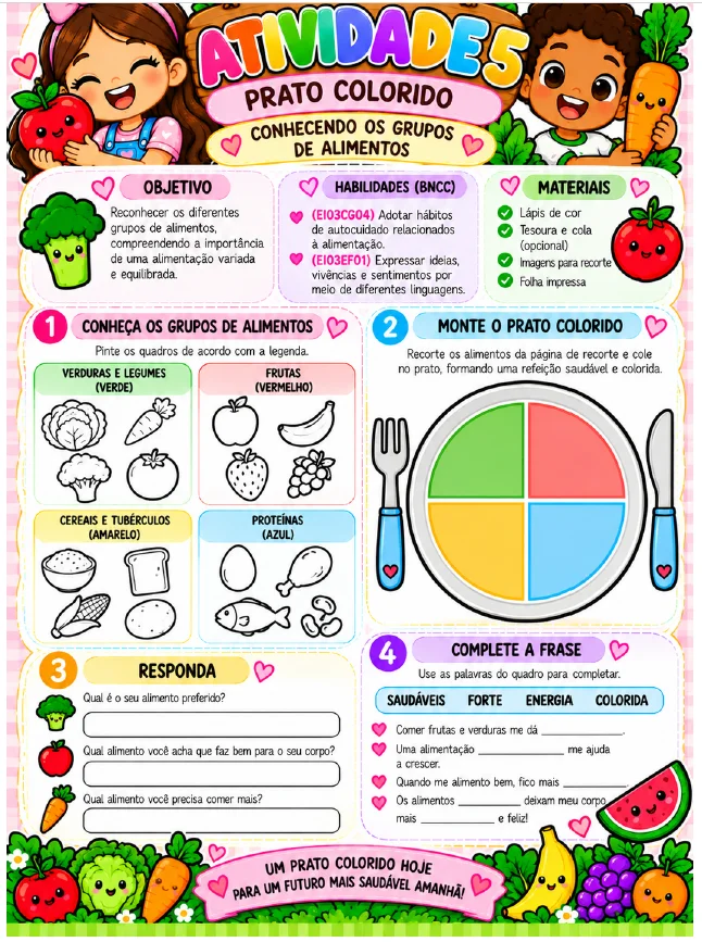 🍎🥦 PROJETO ALIMENTAÇÃO SAUDÁVEL 🥕🍓INFANTIL E ANOS INICIAIS — amostra 5: Ideal para professores da Educação Infantil e…