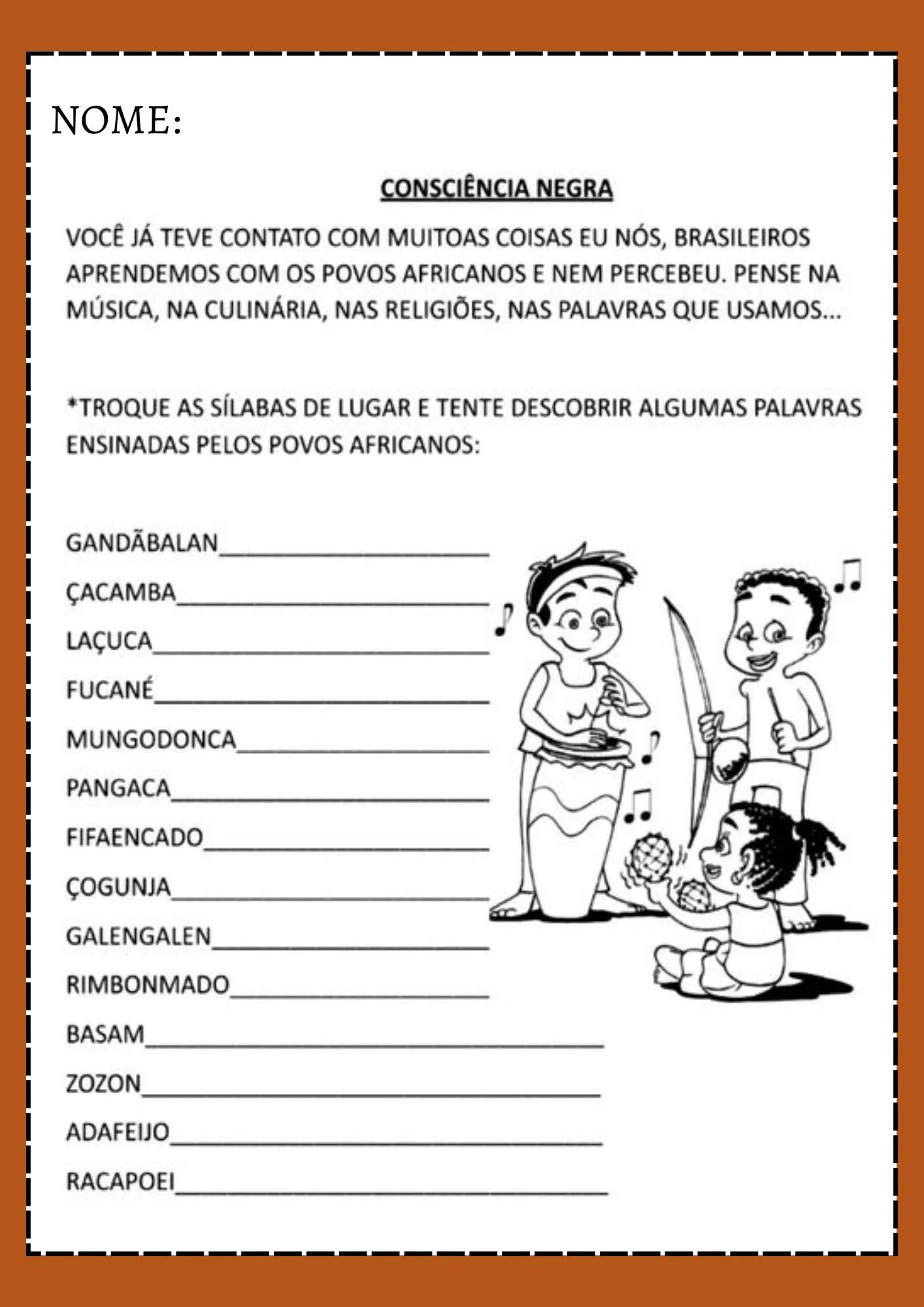 Projeto Consciência Negra na Educação Infantil — amostra 3: Projeto Consciência Negra para Educação Infantil com objetivos,…