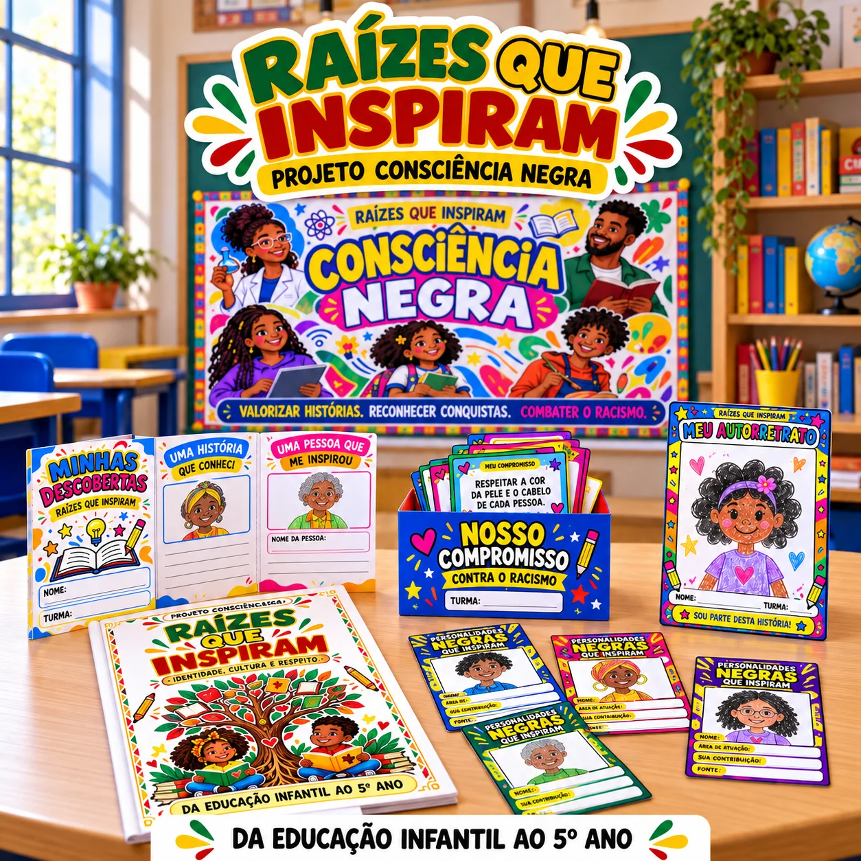 Projeto Consciência Negra – Raízes que Inspiram — amostra 1: Projeto Consciência Negra da Educação Infantil ao 5º ano, com…
