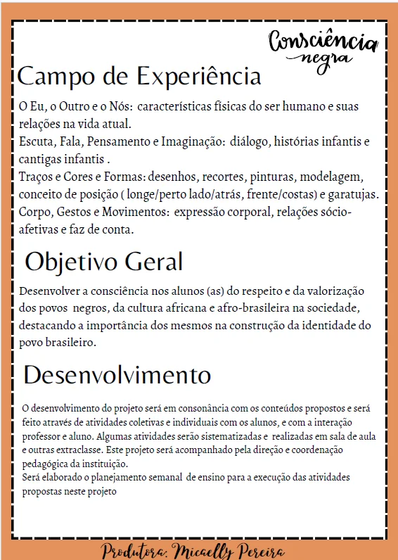 PROJETO CONSCIÊNCIA NEGRA – RESPEITAR E VALORIZAR! ANOS INICIAIS — amostra 3: Um material pensado para trabalhar a…