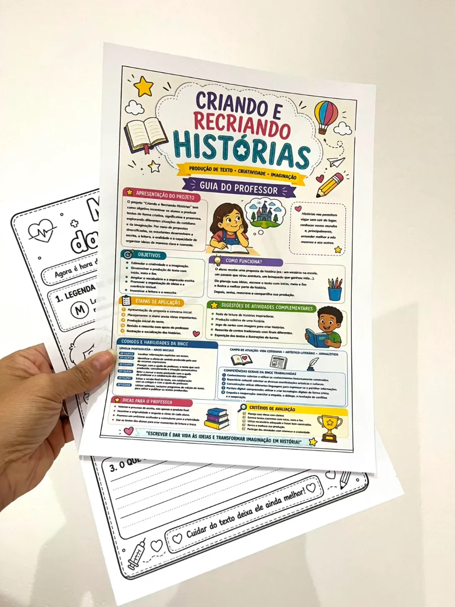 Projeto Criando e Recriando Histórias - Português 3° ano — amostra 1: Com o projeto Criando e Recriando Histórias, a…