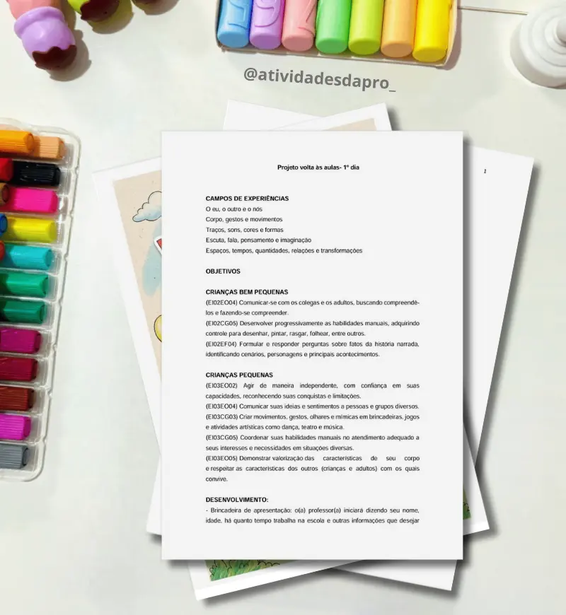 Projeto de Acolhida: Volta às Aulas na Educação Infantil — amostra 2: O que vem no material