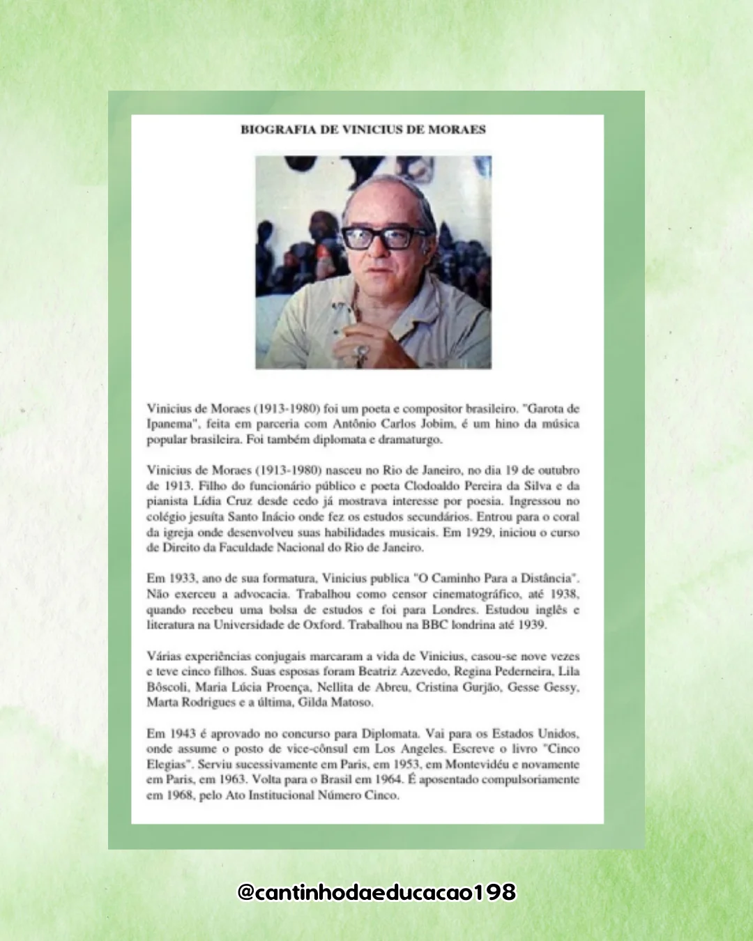 Projeto de leitura vinicius de moraes – Material Pedagógico — amostra 2: Um projeto completo e lúdico para incentivar o…