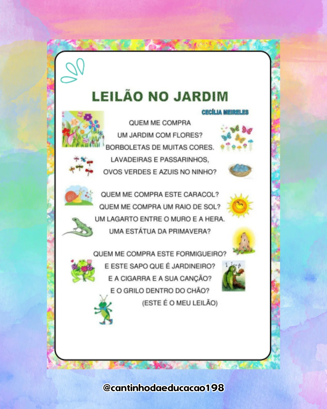 Projeto de poesias – cecília meireles – Material Pedagógico — amostra 2: Um projeto encantador para explorar a poesia, a…