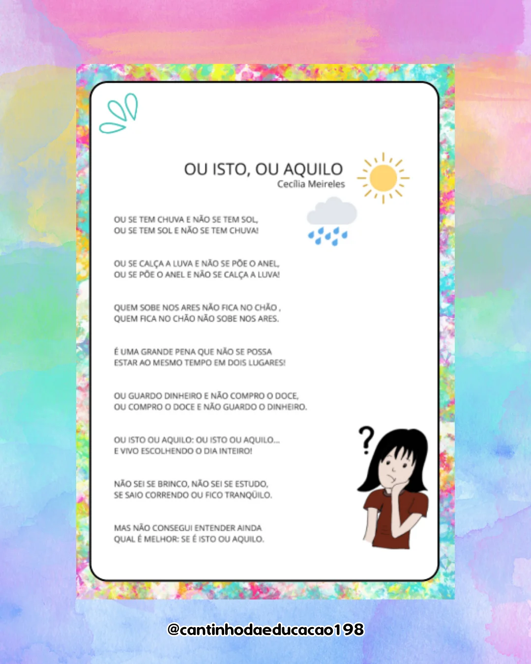 Projeto de poesias – cecília meireles – Material Pedagógico — amostra 3: Um projeto encantador para explorar a poesia, a…